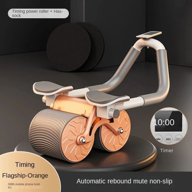 Automatic Rebound Ab Wheel with Phone Mount: Mute Abdominal Roller & Core Strength Equipment for Quiet Home Gym Use