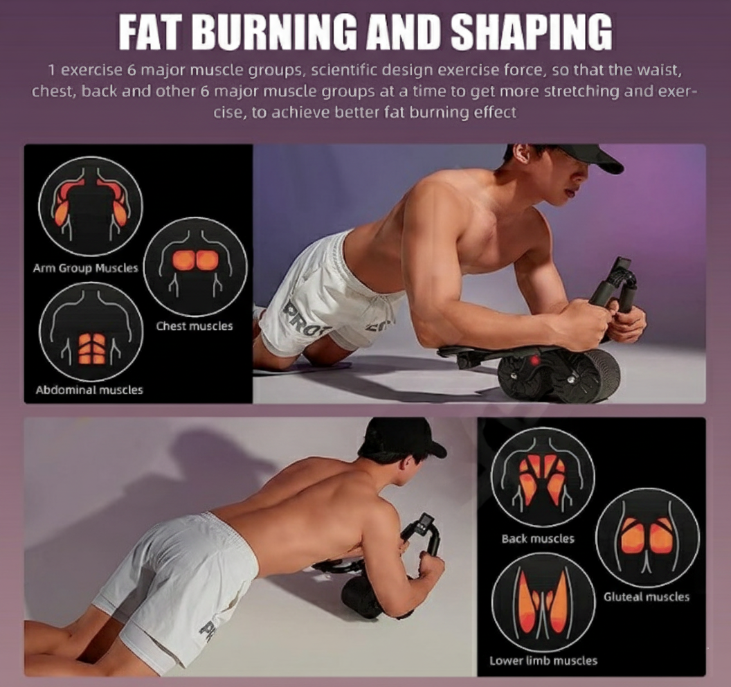 Automatic Rebound Ab Wheel with Phone Mount: Mute Abdominal Roller & Core Strength Equipment for Quiet Home Gym Use