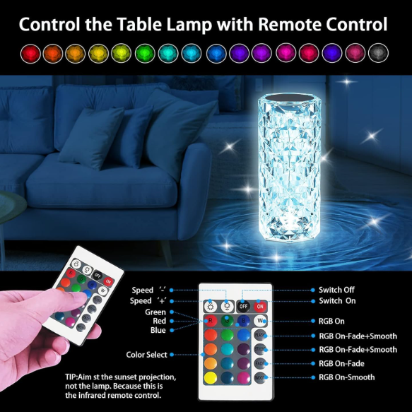 Enchanting Crystal Rose Lamp