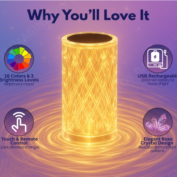 Enchanting Crystal Rose Lamp