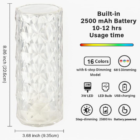 Enchanting Crystal Rose Lamp