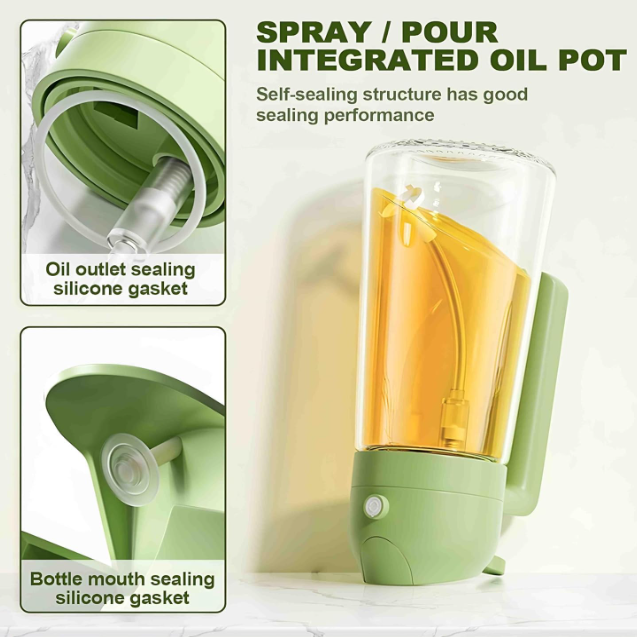 2-in-1 Glass Oil Dispenser & Sprayer Bottle - Leak-Proof, High-Heat Borosilicate Oil Container for Air Fryers & Cooking