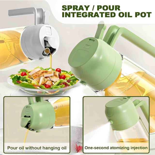 2-in-1 Glass Oil Dispenser & Sprayer Bottle - Leak-Proof, High-Heat Borosilicate Oil Container for Air Fryers & Cooking