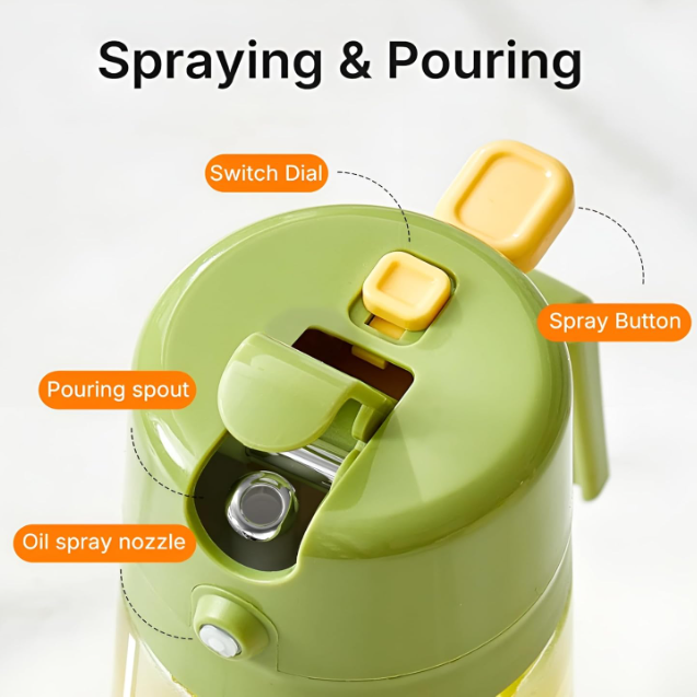 2-in-1 Glass Oil Dispenser & Sprayer Bottle - Leak-Proof, High-Heat Borosilicate Oil Container for Air Fryers & Cooking