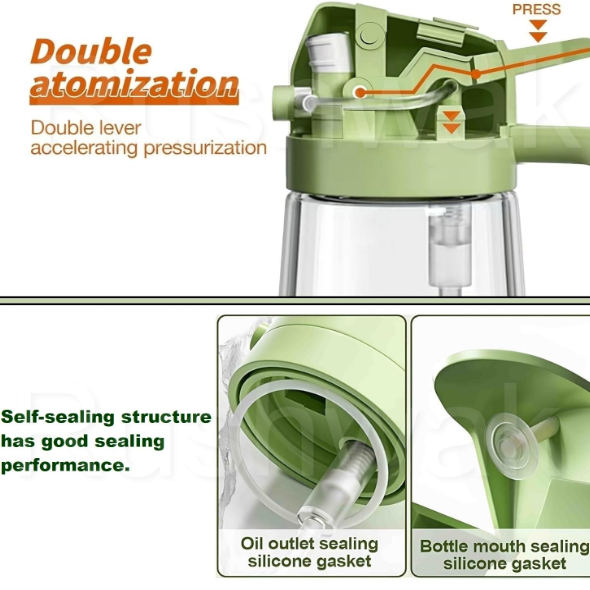 2-in-1 Glass Oil Dispenser & Sprayer Bottle - Leak-Proof, High-Heat Borosilicate Oil Container for Air Fryers & Cooking