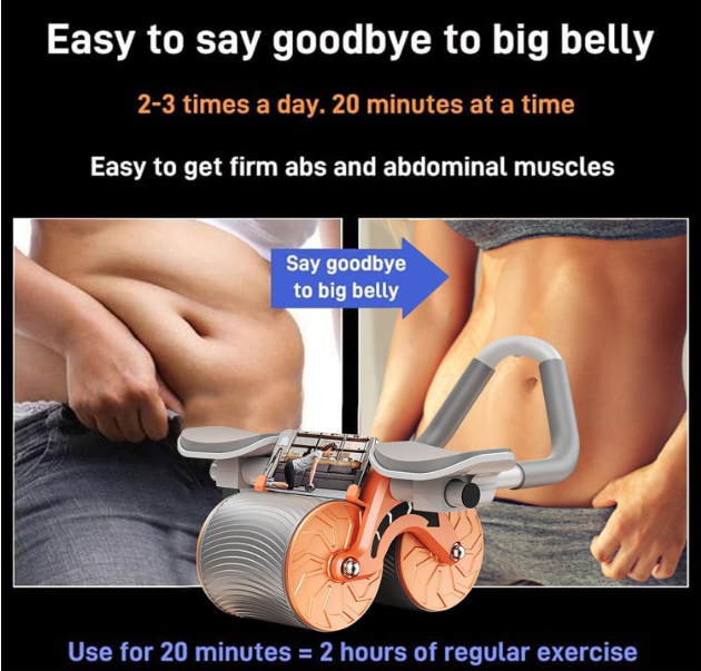 Automatic Rebound Ab Wheel with Phone Mount: Mute Abdominal Roller & Core Strength Equipment for Quiet Home Gym Use