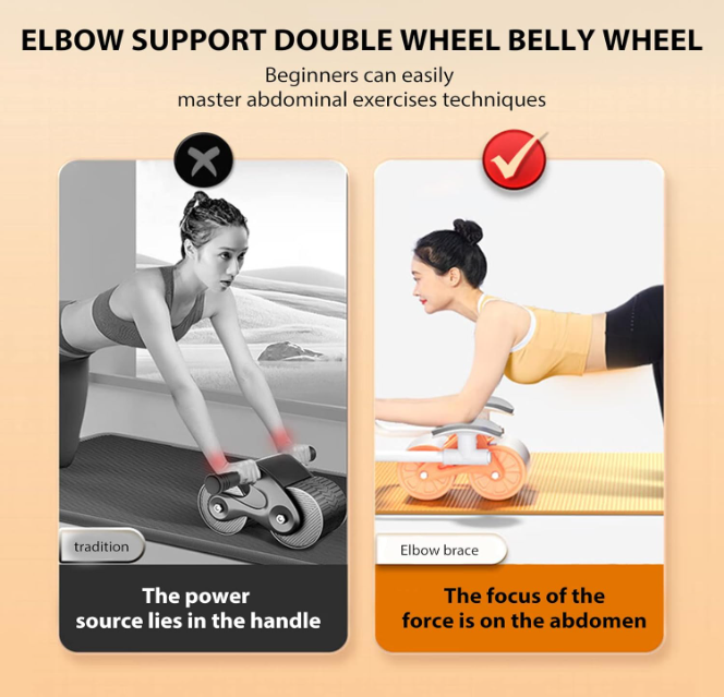 Automatic Rebound Ab Wheel with Phone Mount: Mute Abdominal Roller & Core Strength Equipment for Quiet Home Gym Use