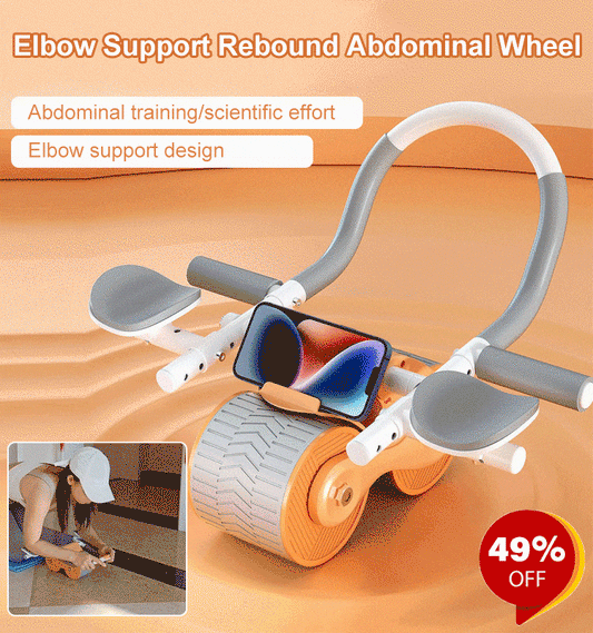 Automatic Rebound Ab Wheel with Phone Mount: Mute Abdominal Roller & Core Strength Equipment for Quiet Home Gym Use